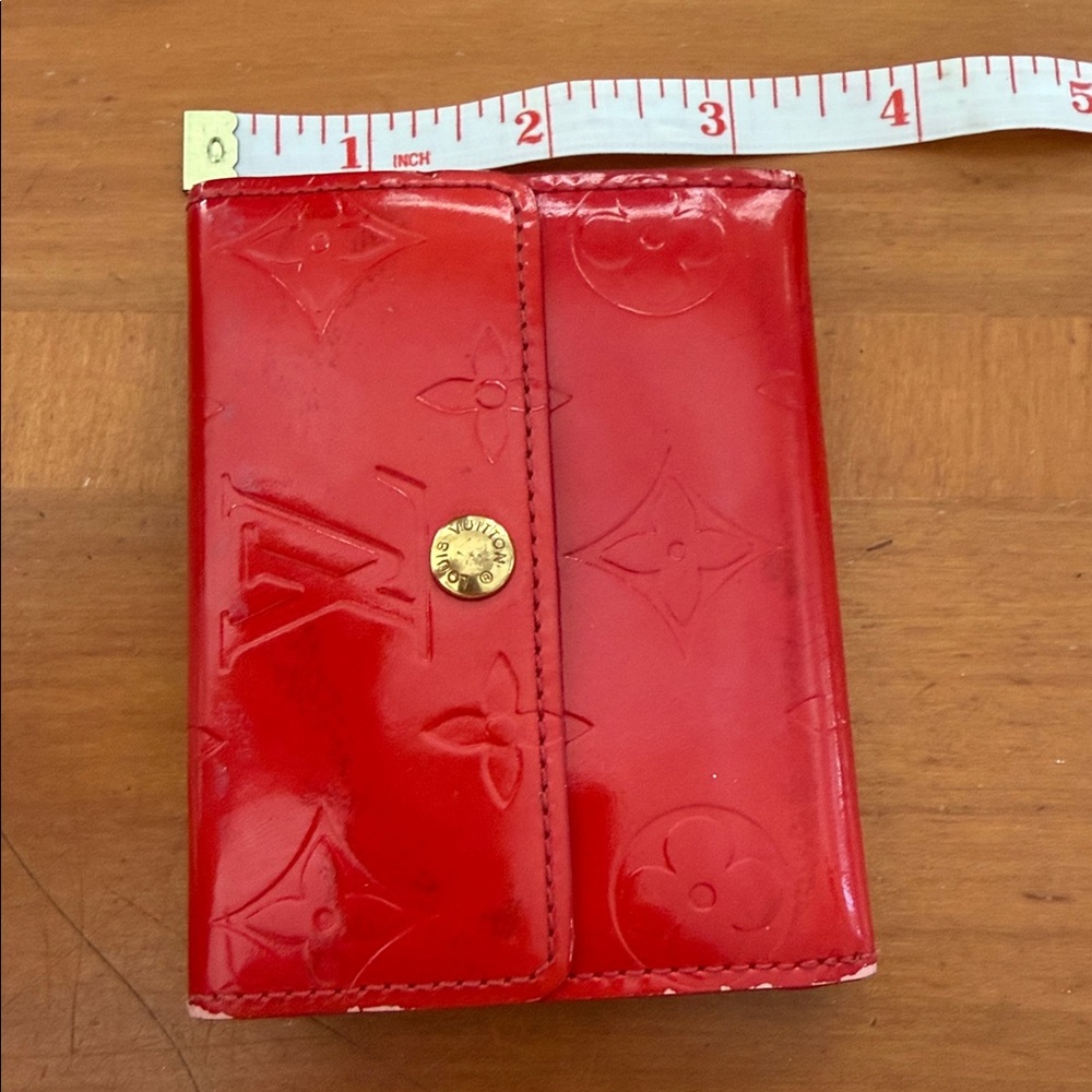 LOUIS VUITTON Vintage Red Snap Wallet w Callouts - Picture 16 of 16